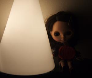 Blythe with pumpkin pin