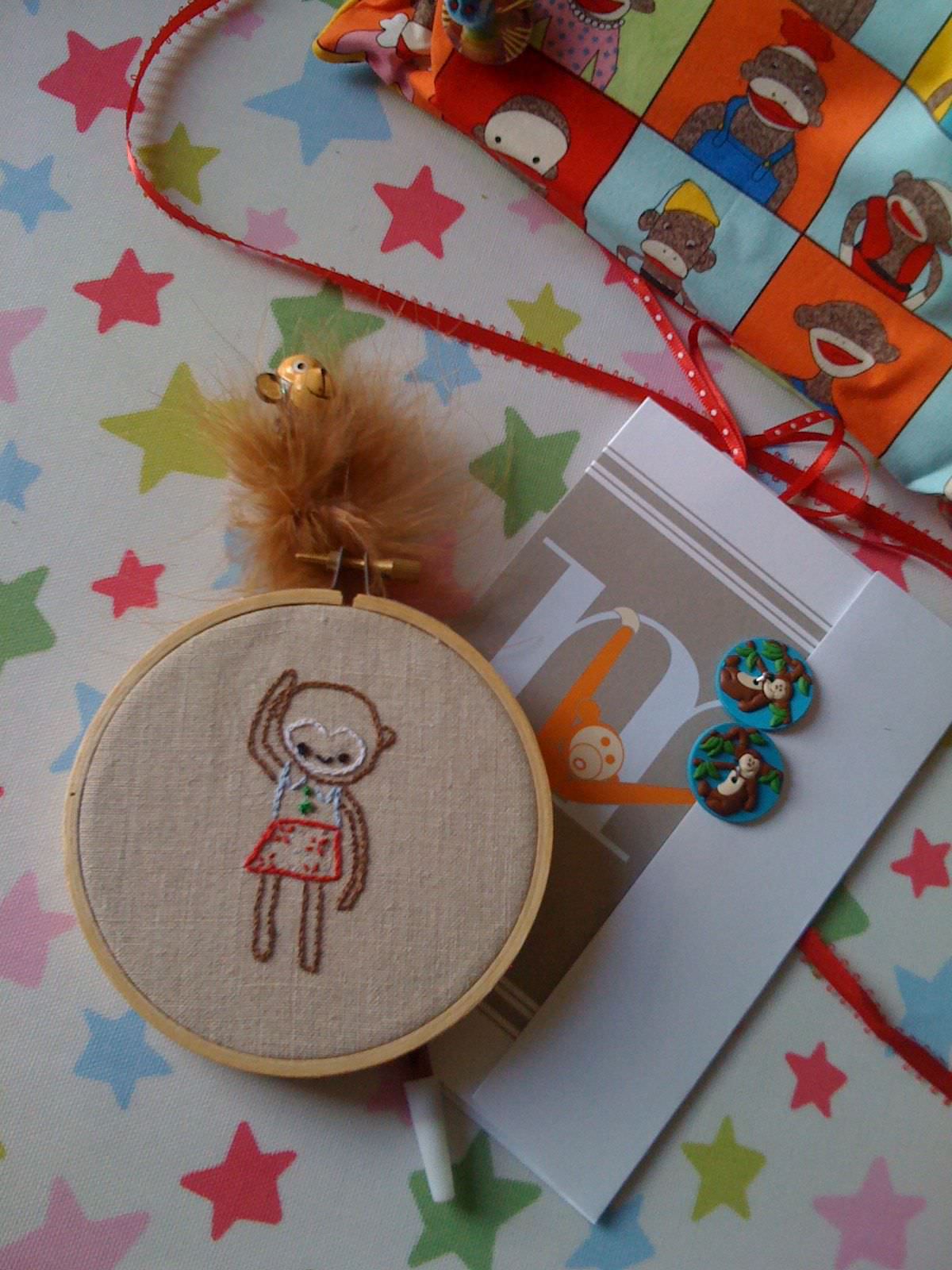 lovely monkey swap embroidery