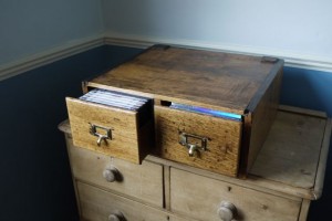 vintage wooden filing drawers