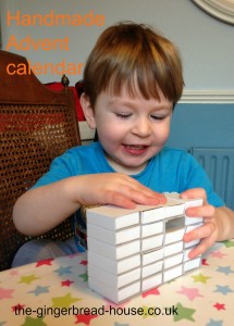handmade Advent calendar toddler making a matchbox Advent calendar