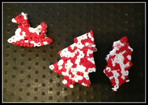 melted bead ornaments melted red and white bead ornaments