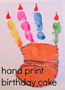 hand print birthday cake