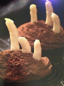 zombie hand cakes