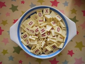 red Scrabble tiles