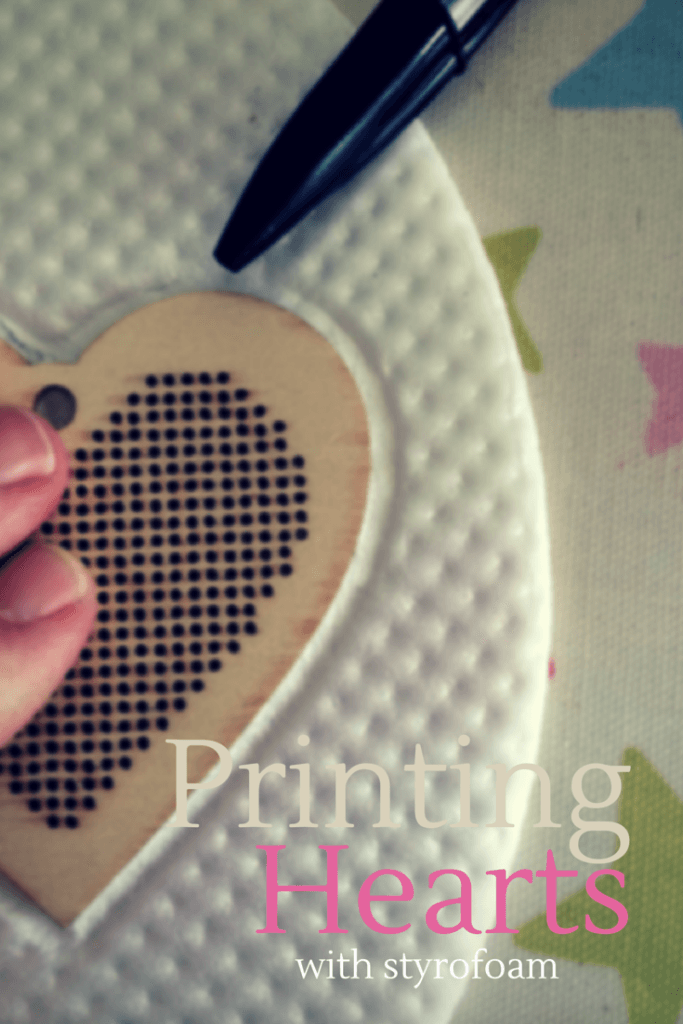 Printing hearts with Styrofoam