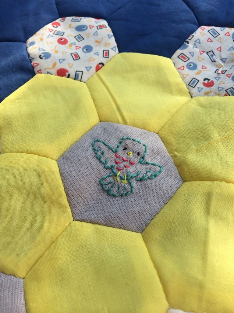 embroidered bird