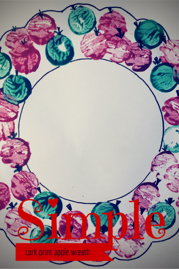 Simple cork print apple wreath