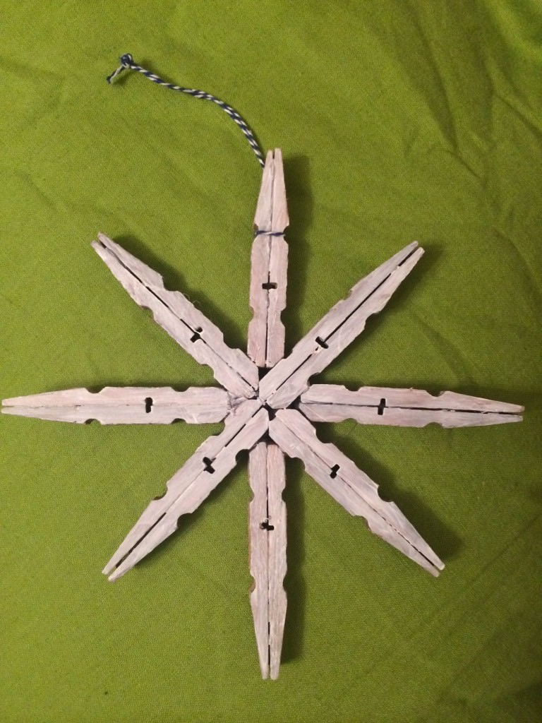 clothes peg snowflake ornament