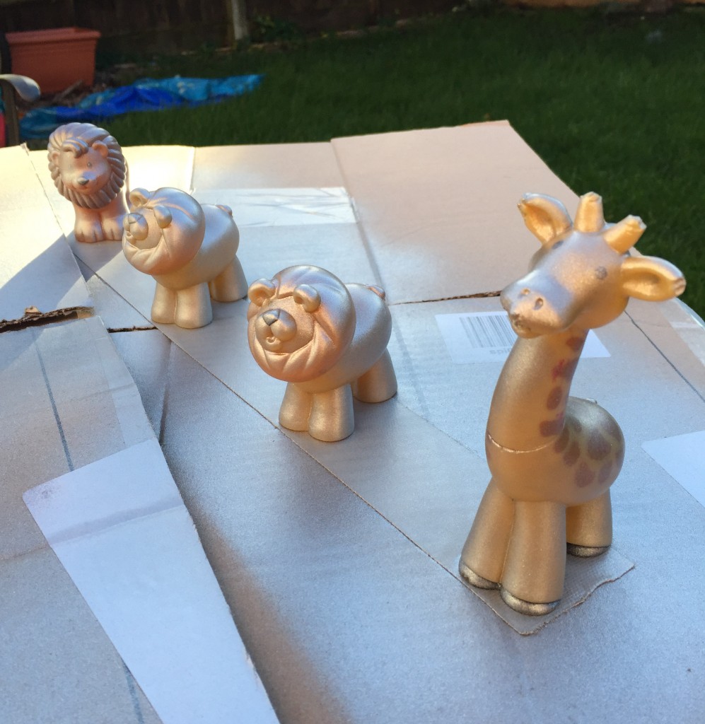 spray painted plastic toys