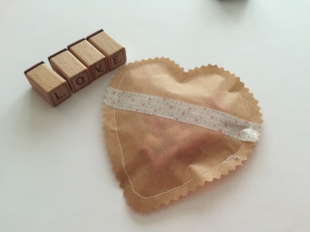 brown paper stitched hearts