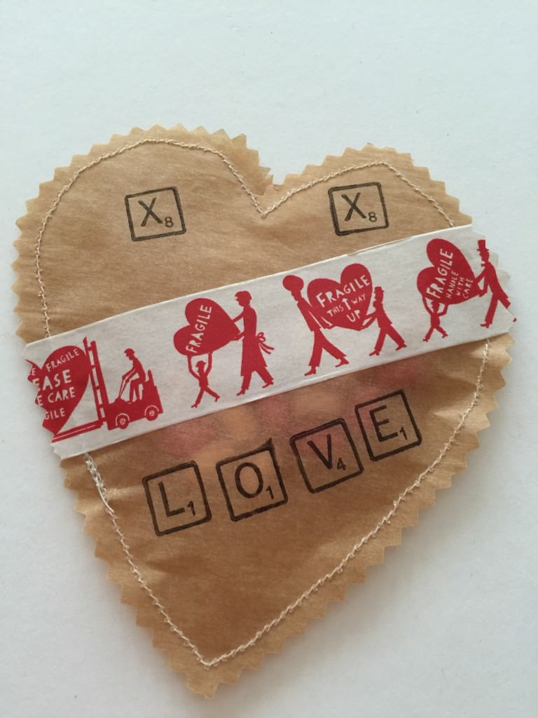 brown paper stitched hearts - holly be tells