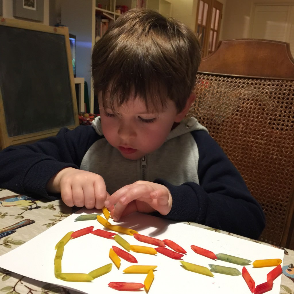 crafting with dyed pasta