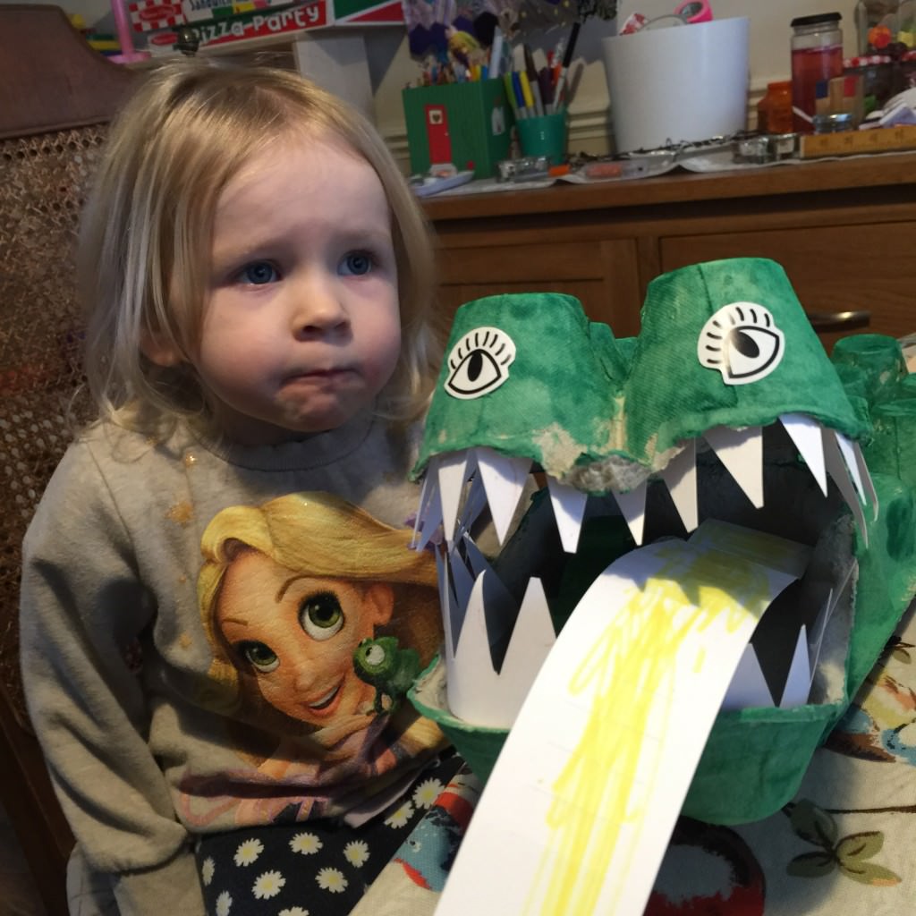 made an egg carton crocodile