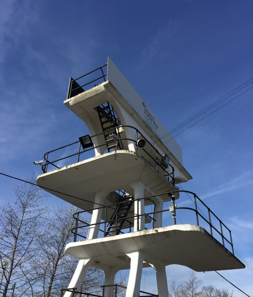 Old diving board at former Purley Way Lido site 