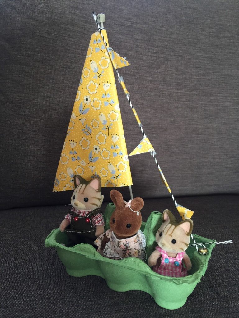 Sylvanian Families egg box boat craft