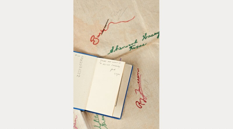 Hatched-Matched-Dispatched-and-Patched-dating-1944-embroidered-table-cloth-by-Helen-Slater