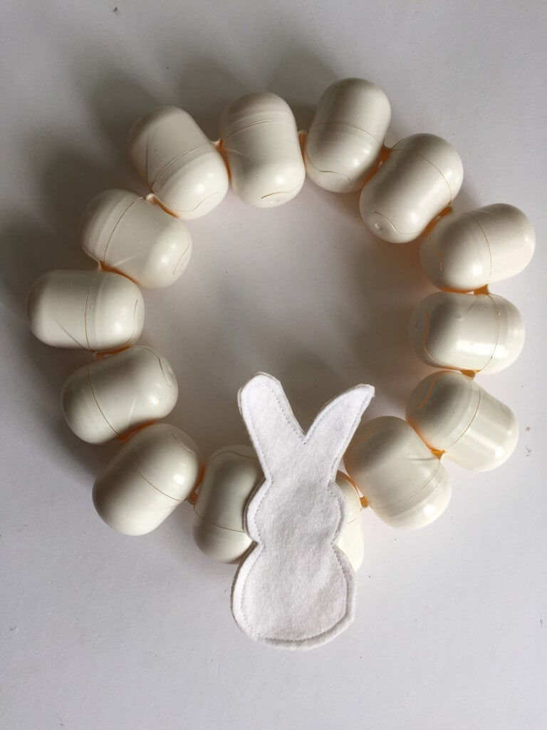 kinder egg Easter wreath with bunny
