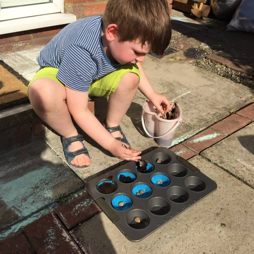 mud cakes for our fairy garden