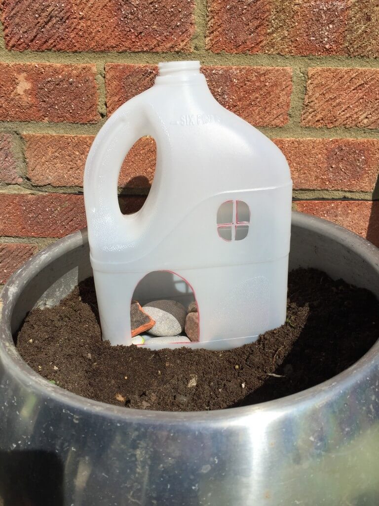 fairy garden milk bottle