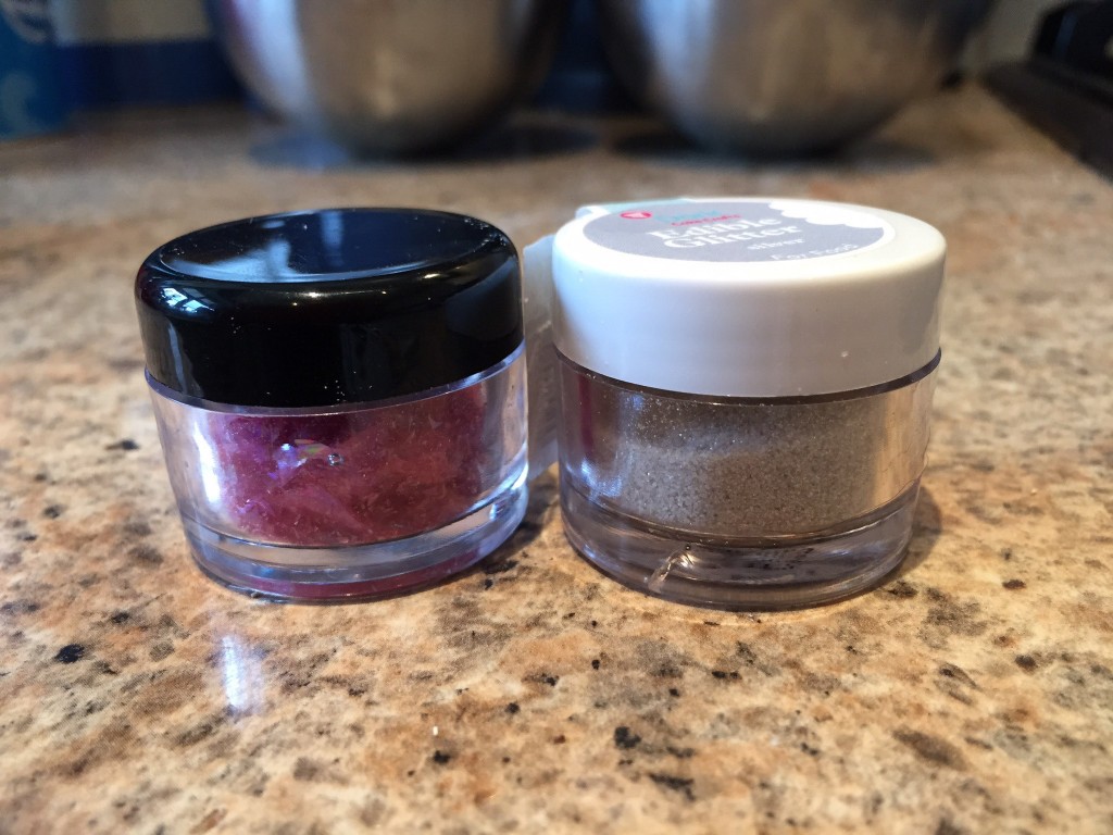 pots of edible glitter