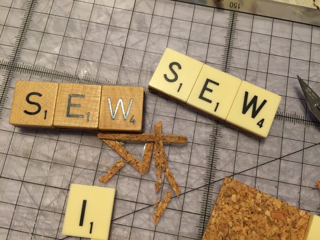 Scrabble tile badge