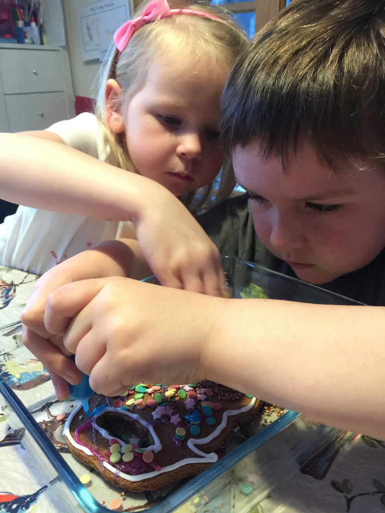 decorating Mr Twits gingerbeard biscuit