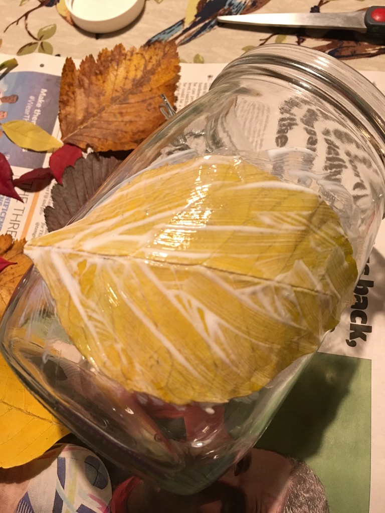 DIY Autumn leaves luminary