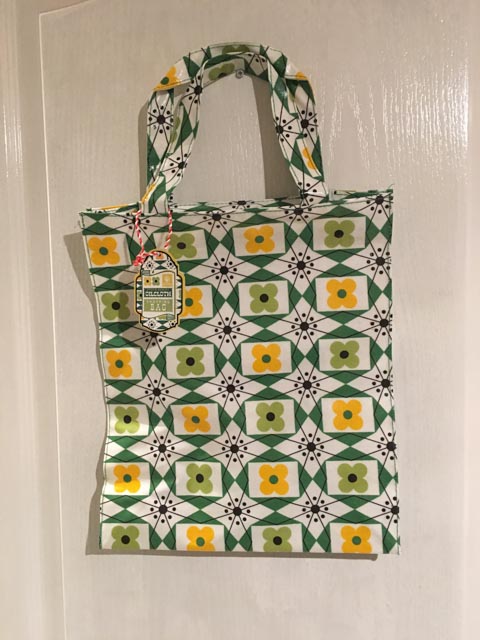 mid century design oilcloth shopping bag