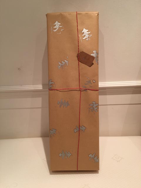 home made wrapping paper with trees