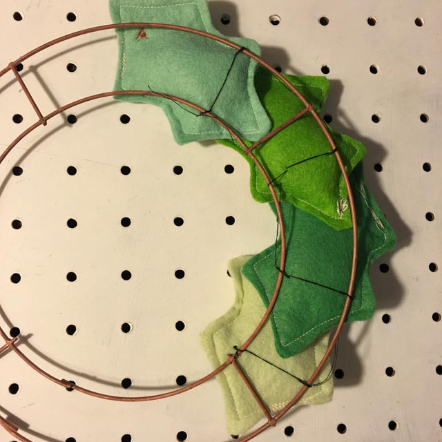 Fabric holly and ivy wreath