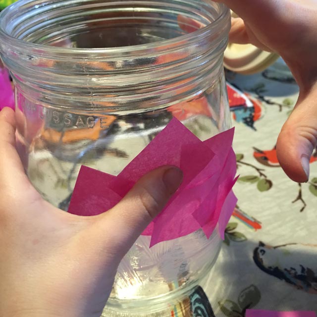 Easy tissue paper Valentine luminary