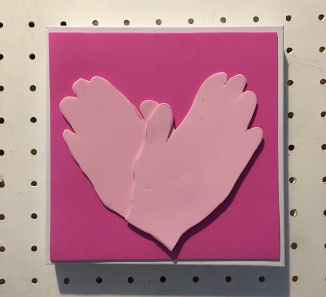 Hand print art for Valentine's Day