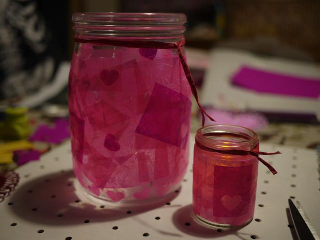 Easy tissue paper Valentine luminary