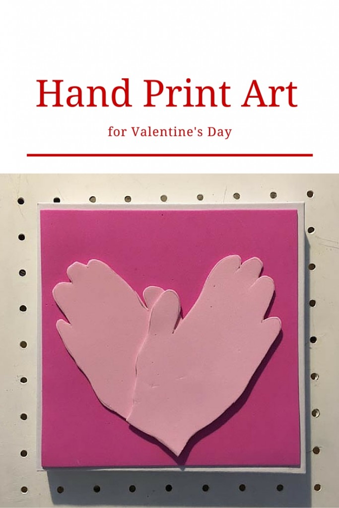 Hand print art for Valentine's Day