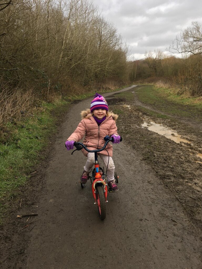 riding our bikes at the lido