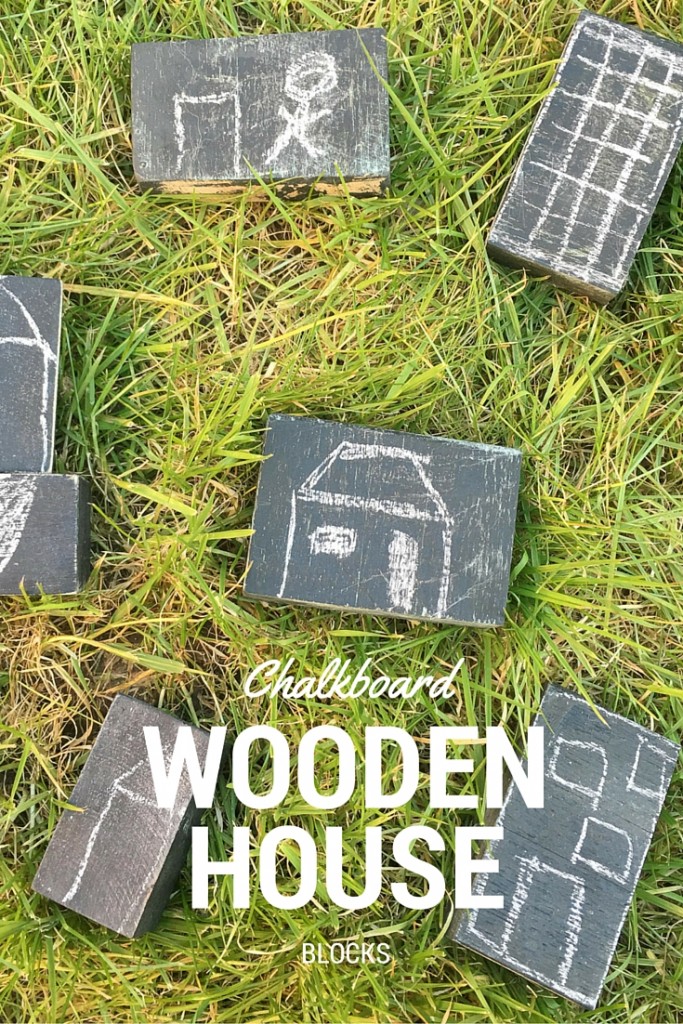 chalkboard wooden house blocks