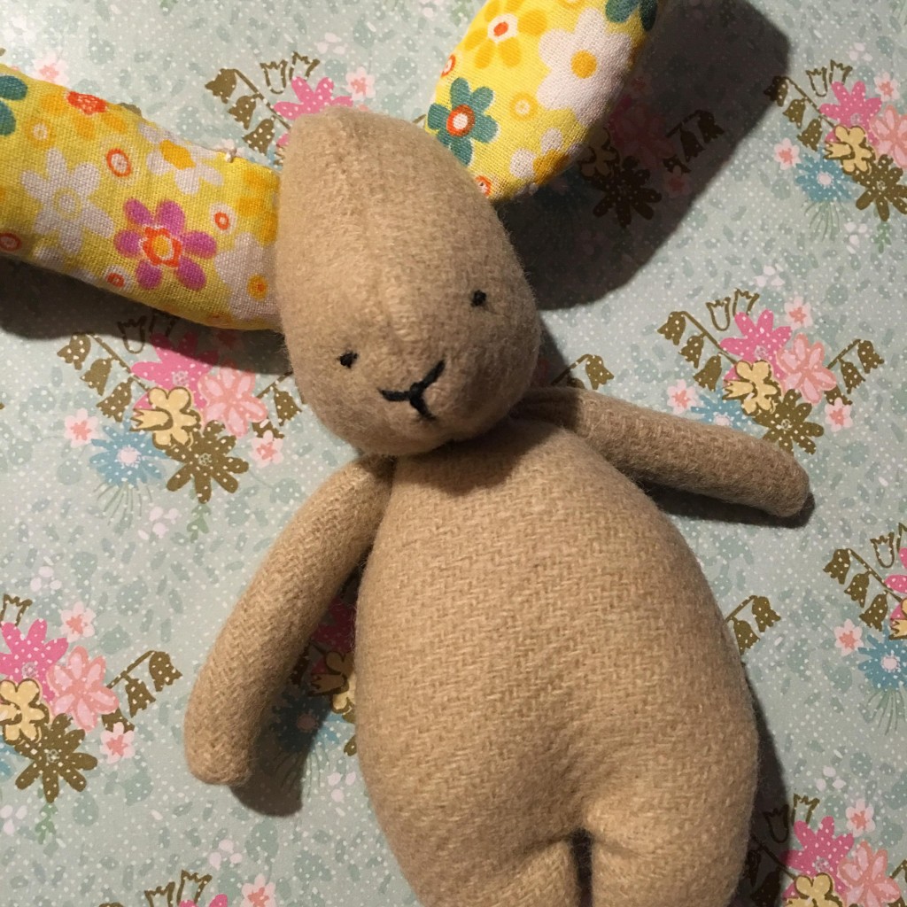 Stitching an Easter bunny