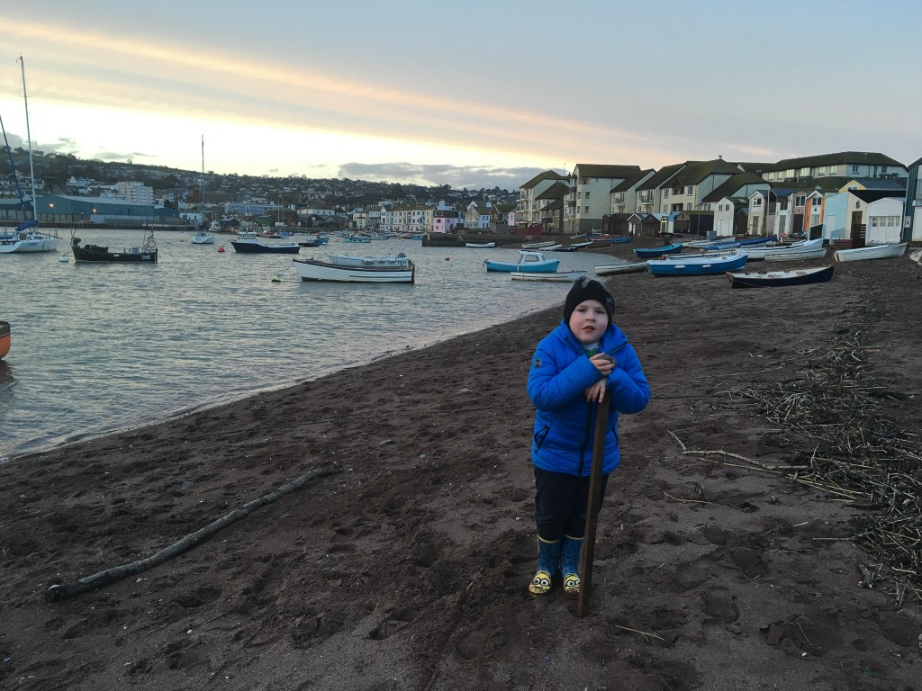 collecting beach treasure