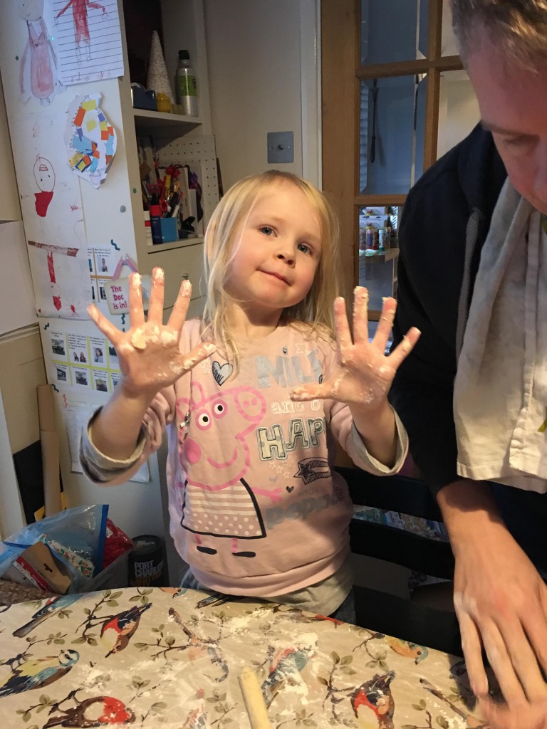 baking bread with a child