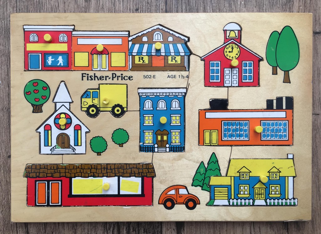 vintage fisher price buildings jigsaw