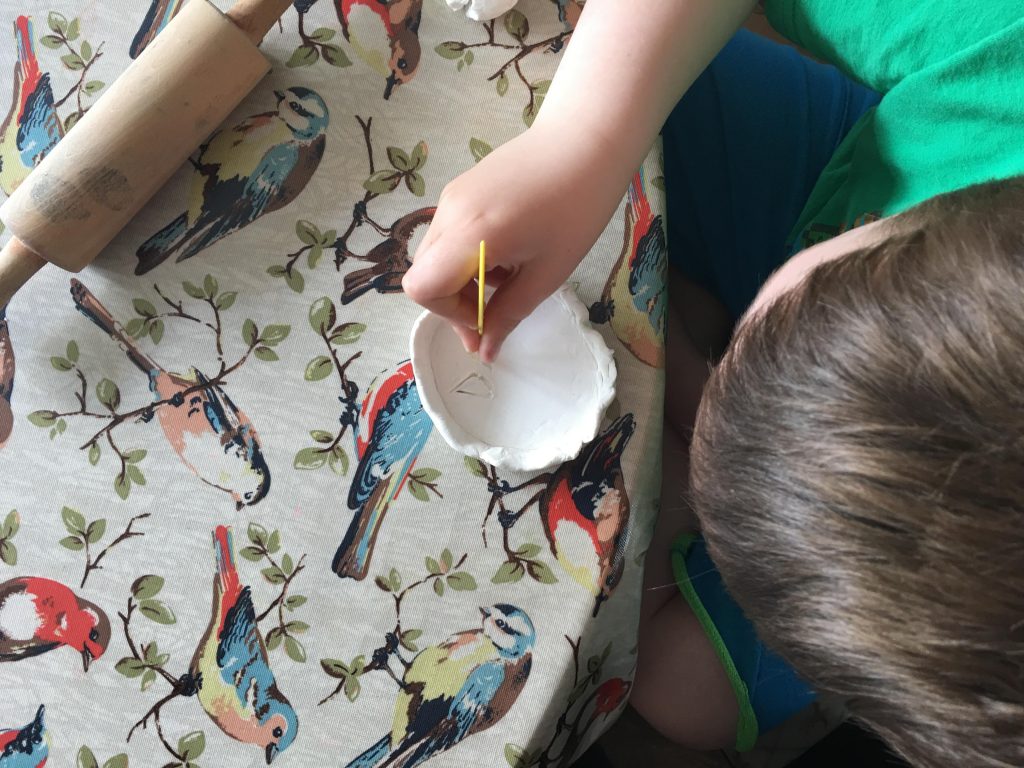 playing with air drying clay