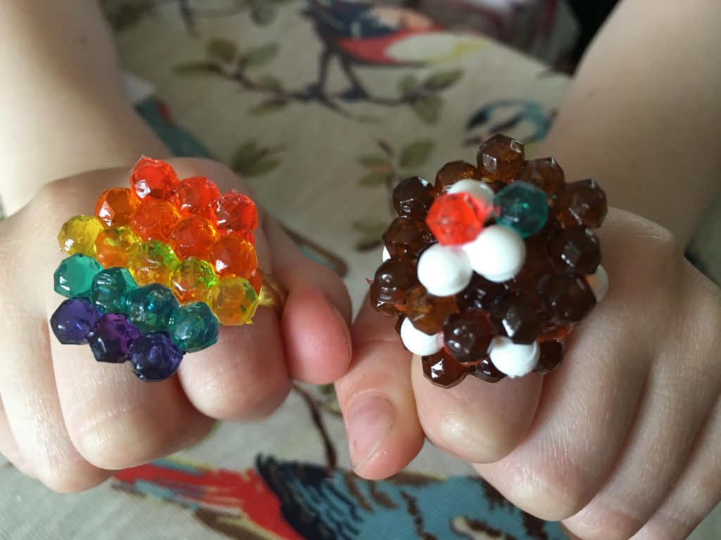 Then it was time to place the finished design on the ring body. The designs are really sweet and we enjoyed making them together.