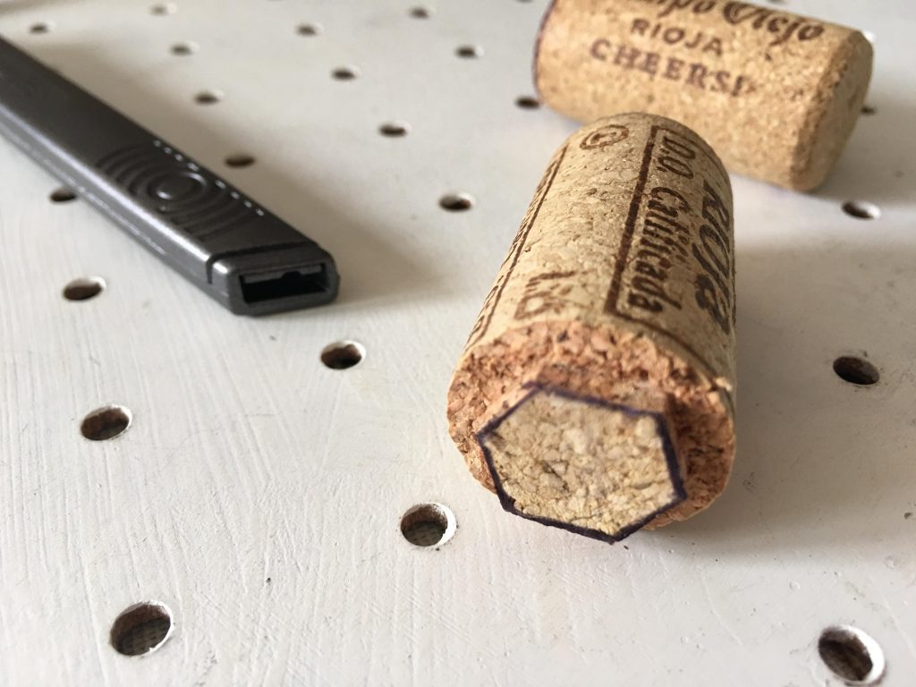 Cork stamped footballs craft