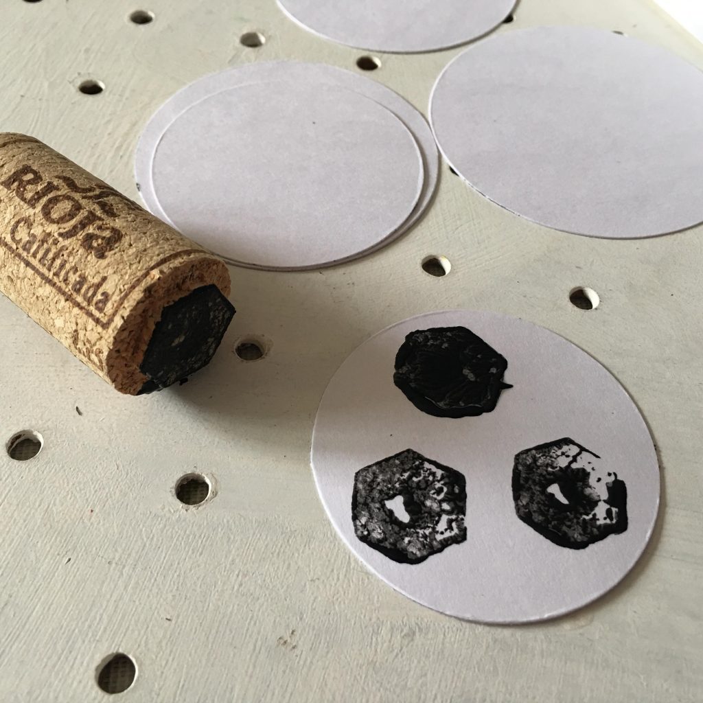 Cork stamped footballs craft
