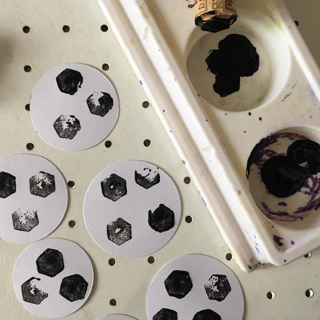 Cork stamped footballs craft