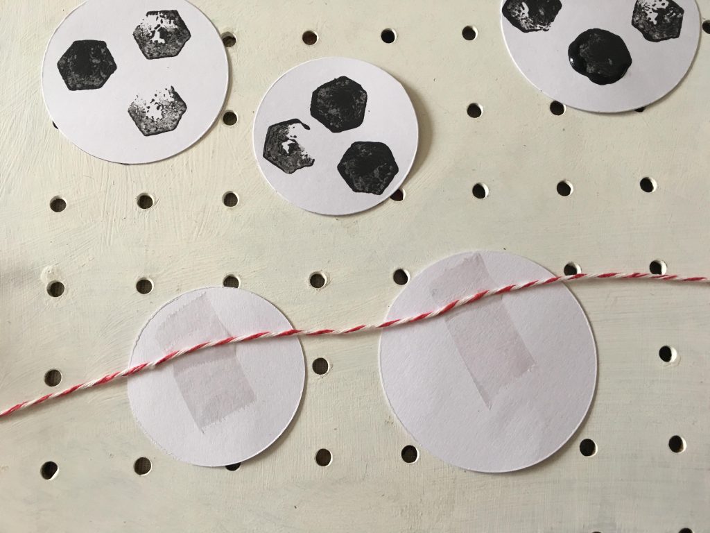 Cork stamped footballs craft