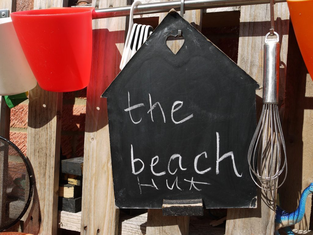 a beach themed mud kitchen